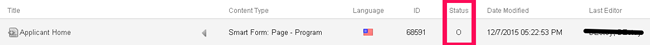 Checked-out Status Example showing an 'O' in the status column